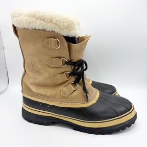 VTG Sorel Caribou Boots Mens 11 Brown Leather Winter Snow Waterproof Made Canada